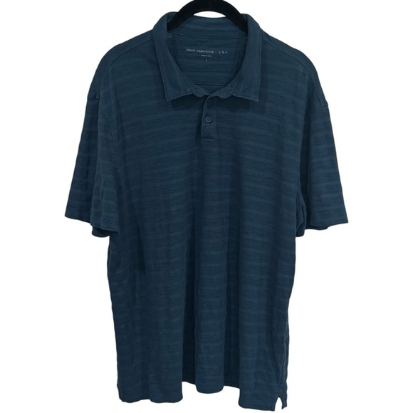 John Varvatos Textured Marine Blue Soft Knit Polo Men’s Size L - Picture 2 of 11